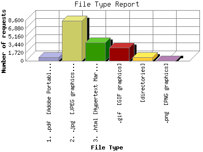 File Type Report: Number of requests by File Type.